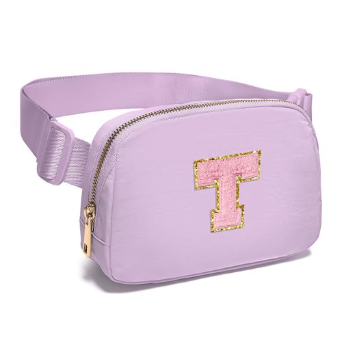 Gitus Initial Belt Bag Fanny Pack Crossbody Bag for Girls Birthday Gifts Age 8-10 Teen Girl Gifts Trend Stuff Personalized Letter Gifts for Daughter Sister (Lavender-T) - color: Lavender, style: T