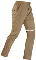 Men's Convertible Hiking Pants Zip Off Quick Dry Lightweight Safari Travel Camping Fishing Cargo Outdoor Pants - color: Khaki, size: 30