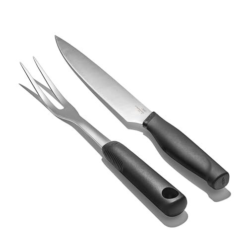 OXO Carving Set |Soft-Grip Duo Designed for Effortless Carving and Serving |2-Piece Fork & Knife Set | Spear, Secure, Cut & Serve Roasted Meat - style: Carving Set