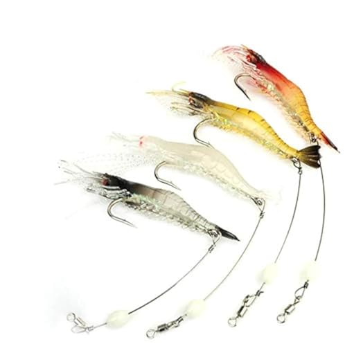 Artificial Silicone Soft Bait Set, Luminous Shrimp Fishing Lure with Hook Fishing Tackle, Freshwater/Saltwater - color: 20 Pcs