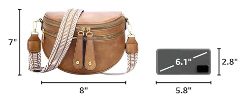 KKXIU Crossbody Sling Bag for Women Trendy Fanny Pack Vegan Leather Chest Bag | Trendy - color: Brown
