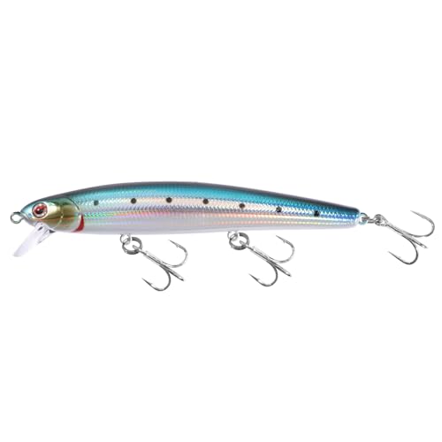 LITTMA California Surf Fishing Lures Saltwater Jerkbait Crankbait Surf Minnow 110/125 - Metallic Sardine Super Glow & Pearl Pink Belly Glow Lures for Halibut & Striper Fishing - color: Metallic Sardine, size: 110mm - 5/8oz