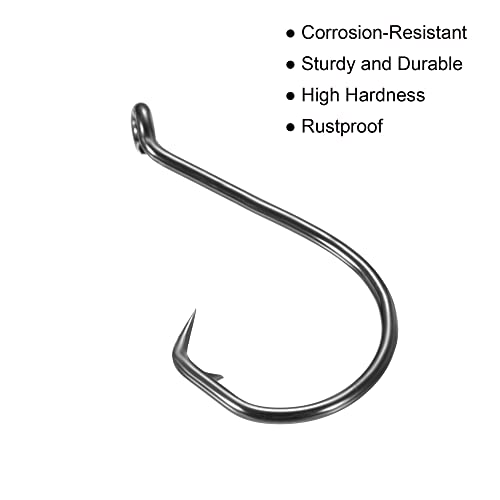 PATIKIL Fishing Circle Hooks Carbon Steel Offset Hook with Barbs for Freshwater Saltwater - size: 30mm/1.18"