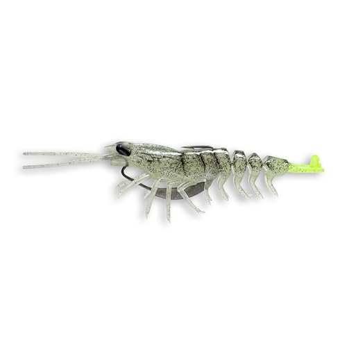 Savage Gear Manic Shrimp V2 Soft Plastic Fishing Bait, Realistic Contours, Colors and Movement, Durable Construction, Weighted Ultra-Sharp Jig Hook - color: Glow, size: 3 1/2 in - 3/8 oz