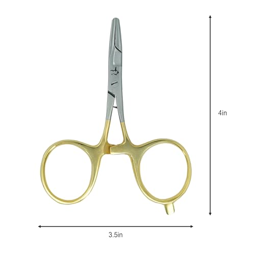 Kingfisher Fishing Accessory Fly Fishing Scissor Clamp Forcept Hemostat for Fly Fishing Hook Removal, Straight - color: Gold