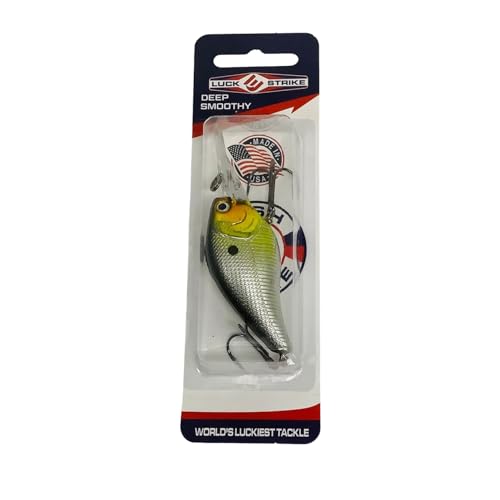 Luck E Strike Deep Crankbait Smoothie (3/8 Ounce) 2 Inch Crank Bait Fishing Lure, Made in The USA - color: Reel Shad
