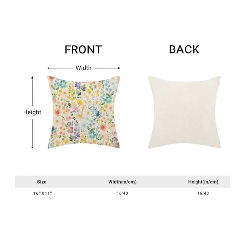 Spring Pillow Covers 16 x 16 Set of 2, Spring Watercolor Flowers Throw Pillows Farmhouse Colorful Floral Decorative Cushion Case Decorations for Home Couch Sofa Outdoor - color: Floral-d, size: 16" x 16" (Pack of 1)