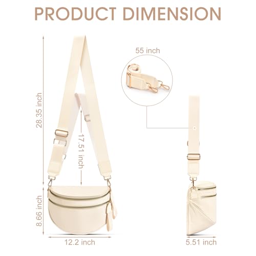 Checkered Nylon Crossbody Bag Bum Bag for Women Mom Large Checkered Fanny Packs with Adjustable Strap - color: Beige