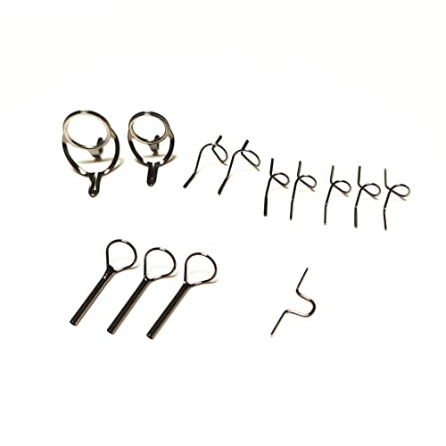 Kalavarma Fly Fishing Rod Repair Guide Kit Classic Fly Rod Wire Loop Fly Tops Sliver,Black,Gun Smoke Color - color: White