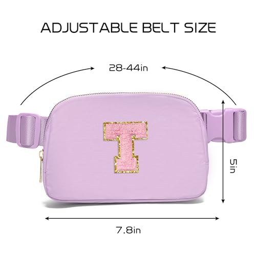 Gitus Initial Belt Bag Fanny Pack Crossbody Bag for Girls Birthday Gifts Age 8-10 Teen Girl Gifts Trend Stuff Personalized Letter Gifts for Daughter Sister (Lavender-T) - color: Lavender, style: T
