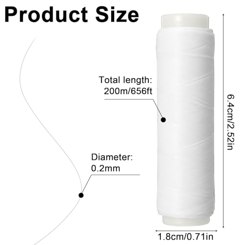 2 PCS Elastic Fishing String Nylon Invisible Thread 0.2mm Length 656 Feet Per Spool Stretchy Fishing Line for Salmon Sturgeon Catfish
