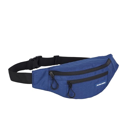 Ultra-light Crossbody Fanny Pack for Women Men Waist Belt Bag with 3 Zippered Pockets for Hiking, Running, Cycling, Outing (Navy Blue) - color: navy blue