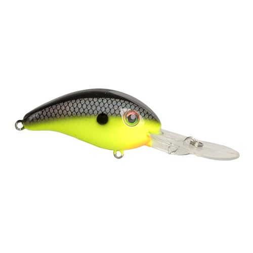 Strike King (HC3XDE-432) 3XD Elite Fishing Lure, Deep Diving Crankbait, 2-Inches, 7/16-Ounce, Dives to 10-Feet, Rattle Chambers, Size 4 Mustad Triple Grip Hooks, Chartreuse Baitfish