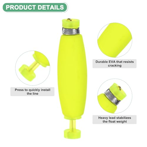 M METERXITY Pack Fishing Bobbers Floats, EVA Foam Weighted Bobbers, Clip-on Floats Slip Corks Floaters Strong Buoys - color: Yellow, size: 2" Length