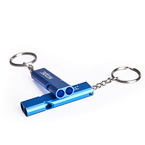 Noopel Emergency Whistles Lifeguard Safety Whistle with Lanyard and Keychain for Outdoor Camping Hiking Boating Backpacking Fishing Kayak Kids Rescue Signaling Loud Survival Whistle - color: 2 Pack Blue
