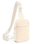 CHOLISS Small Sling Bag for Women and Men, Crossbody Bags Trendy Fanny Packs Chest Bag with Extended Strap - color: A13 Ivory Checkerboard
