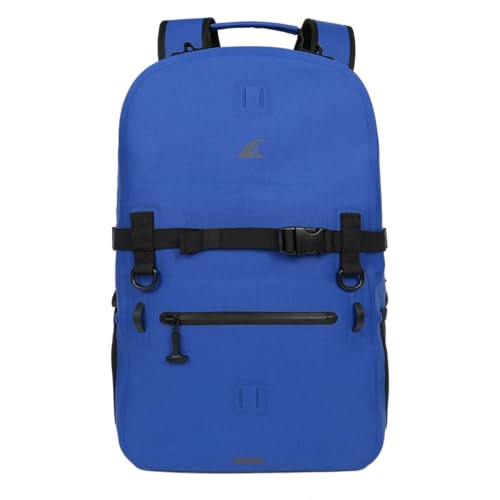 Breakwater Supply™ Fogland Waterproof IP68 Submersible Backpack | Laptop Sleeve & Airtight Zippers for Outdoors, Travel, Boating, Kayaking, Hiking, Floating Dry Bag, Unisex, TPU (Marker Blue, 25L) - color: Marker Blue, size: 25L