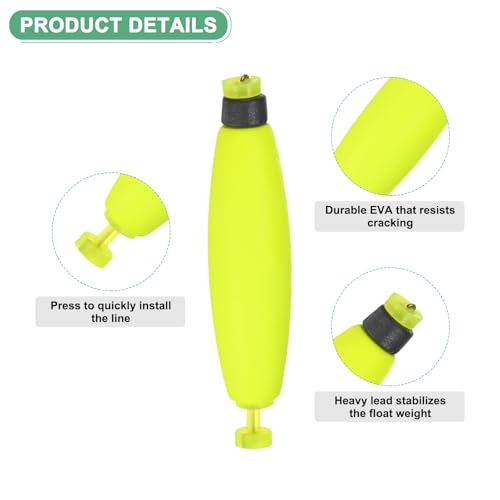 M METERXITY Pack Fishing Bobbers Floats, EVA Foam Weighted Bobbers, Clip-on Floats Slip Corks Floaters Strong Buoys - color: Yellow, size: 3" Length