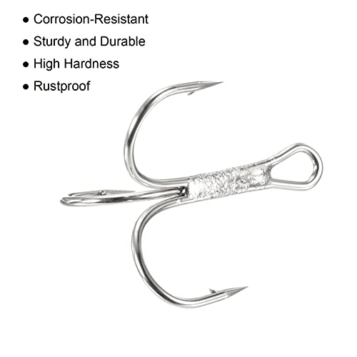 PATIKIL Treble Fish Hooks, Carbon Steel Sharp Round Bend Hook Triple Barbed Hook for Freshwater Saltwater - color: White, size: 32mm/1.26"