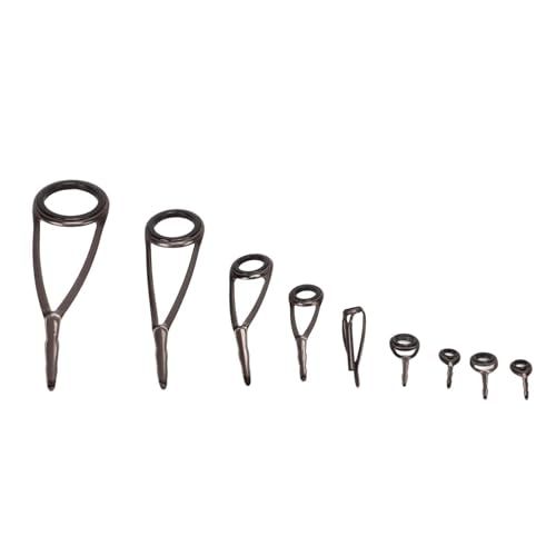 HERCHR 9PCS Fishing Rod Tip Repair Kit, Stainless Steel Ceramic Guides Rod Guide Eyelets Top Ring for Fishing Pole Tip Replacement Supplies