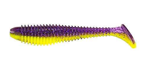 Big Bite Baits 3.8'' PRO Swimmer/Purple Glitter/Opaque Chartreuse (6 Pack)