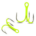 9KM DWLIFE Treble Hooks 10Pcs Fluorescent Green Triple Hooks High Carbon Steel Catfish Hooks Corrosion-Resistant Saltwater Fishing Hooks - size: 8#
