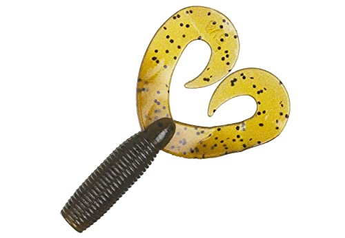 Yamamoto Custom Baits Double Tail Grub Soft Plastic Bait, 20-Pack, Bass Fishing Soft Plastic Lure, Multiple Sizes & Colors - color: GREEN PUMPKIN W/ LARGE BLACK FLAKE, size: 5"