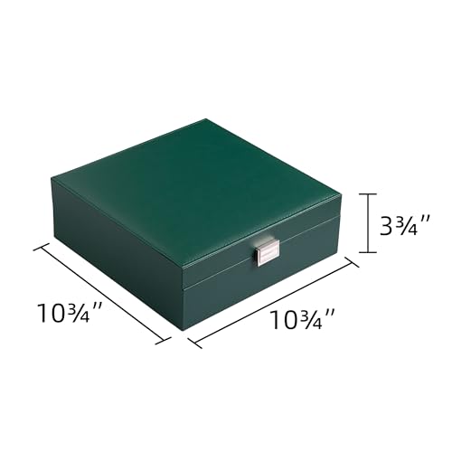 Frebeauty Earring Organizer Classic Jewelry Box 50 Slots Double Layer Jewelry Storage Case with 6 Necklace Hook and Bracelet Pocket(Blackish Green) - color: Blackish Green