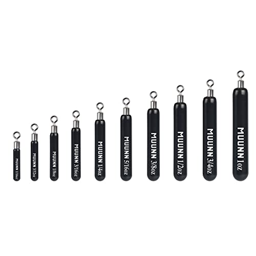 10 Pack Tungsten Skinny Drop Shot Weights, Pencil Sinkers with Round Eye for Free Rig & Finesse Bass Fishing, Drop Shot Rig Weights - color: Matte Black, size: 1/16oz - 10 Pack