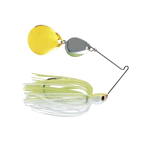 Luck E Strike Jimmy Houston Legends Spinner Bait with Colorado Blades (1/2 Ounce Spinnerbait) 5/0 Hook - color: Chartreuse / White