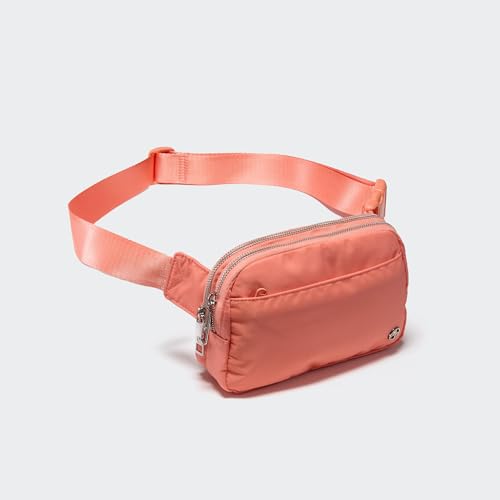 Pander Everywhere Belt Bag for Women, 5 Zipper Pockets Nylon Crossbody Fanny Pack Purse (Dark Salmon). - color: Dark Salmon