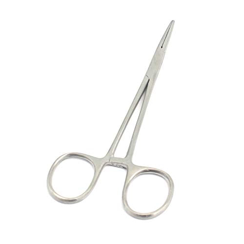 OdontoMed2011® Hemostat Forceps Locking Clamps Serrated Fishing Locking Forceps Clamp Fish Hook Remover Forceps (5" Straight, Silver) - color: Silver, size: 5" Straight