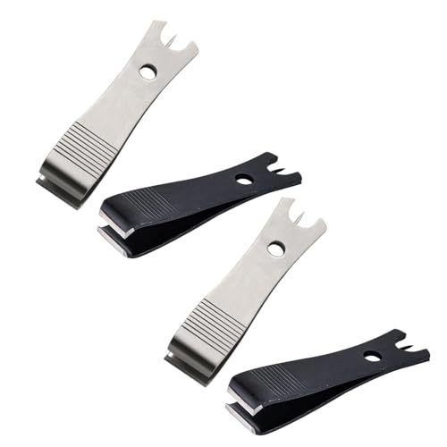 4Pcs Black Silver Fishing Line Cutter Nipper with Hook Eye Cleaner Pin Stainless Steel Fishing Line Scissors Cutting Tool Fishing Line Cutter Nipper with Hook Multi Functional Accessories（51*11.5mm)