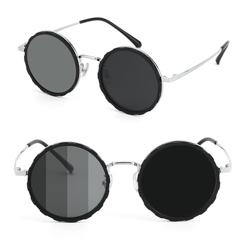 1-9 Gears Adjustable Sunglasses for Men Fishing Uv405 Round Polarized Filter
