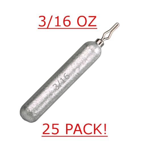 Reaction Tackle Drop Shot Weights for Bass Fishing - Skinny Pencil Sinkers for Drop Shot Rig - Freshwater and Saltwater Finesse Fishing - color: Silver, size: 3/16 Oz (25-Pack)
