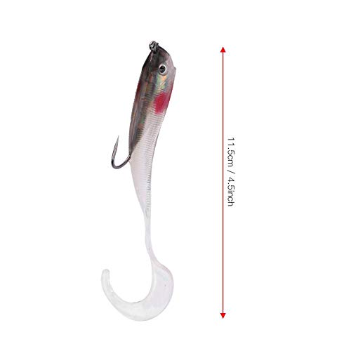 Soft Fishing Lures, 5Pcs Artificial Soft Baits Jig Head Soft Swimbaits with Hook for Saltwater/Freshwater Fishing - color: SO050-5
