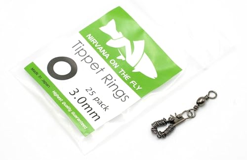 Nirvana Premium Fly Fishing Tippet Rings - 25 Rings on a Clip - Made in Japan - style: 3mm