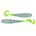 A.M. Fishing Curly Tail Jerkshad 4 Inch Soft Baits Garlic Infused,– 8 Pack – Saltwater & Freshwater Fishing Lures for Bass, Redfish, Snook, and Trout - color: Pearl Treuse