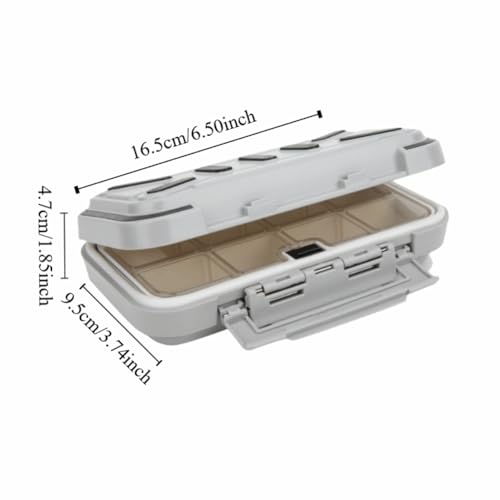 Portable ABS Water proof Fishing Tackle Box - Shockproof Lure Organizer with Removable Dividers for Baits, Hooks & Fishing Gear,6.5x3.7x1.8in(Grey)