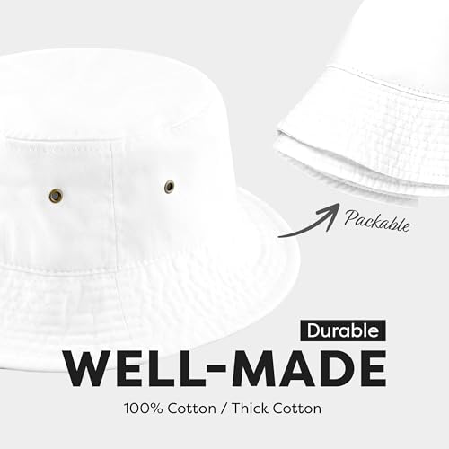 Cotton Bucket Hat Packable Sun Hat – Unisex Summer Travel Beach Fisherman Hat for Men Women Outdoor Fishing Hiking - color: 0. Band -Navy, size: Small-Medium