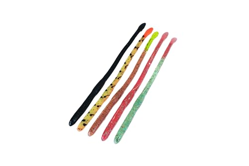DELONG LURES: Weedless Fishing Lures 9" Pre-Rigged Fishing Worms - Weedless Bass Fishing Lures, Prerigged Soft Plastic Worm Fishing Lures for Bass, Pike, Bass Lures Baits Tackle - color: Rigged Variety