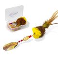 Pike Musky Walleye Fishing Lure Spinnerbait with Feathered Hooks Rooster Tail Fishing Lures Spoon Lures Baits with Tackle Box - color: Style A-Brown