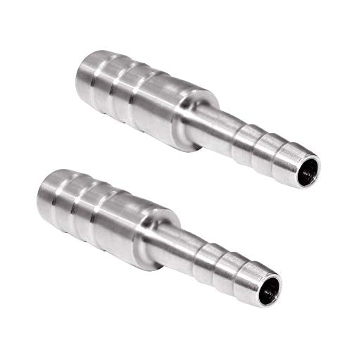 Beduan Stainless Steel Reducing Splicer Mender Barb, 5/16" to 1/4" Hose Barb, Reducer Barb Fitting Air Water Fuel Boat (Pack of 2) - size: 5/16" to 1/4"