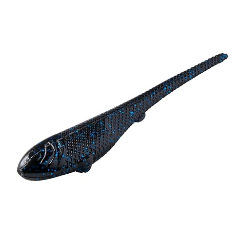 YUM Sniper Shad Soft Plastic – Realistic Minnow Bass Fishing Lure, Jig Head & Underspin Trailer, 3” 4” 5” Sizes, Multiple Colors - color: Black Blue, size: 3"