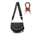 Crossbody Bags for Women, Checkered Bum Bag Crossbody, Spacious Nylon Shoulder Handbag Mom Bag (Black+Amber Chain) - color: Black+Amber Chain