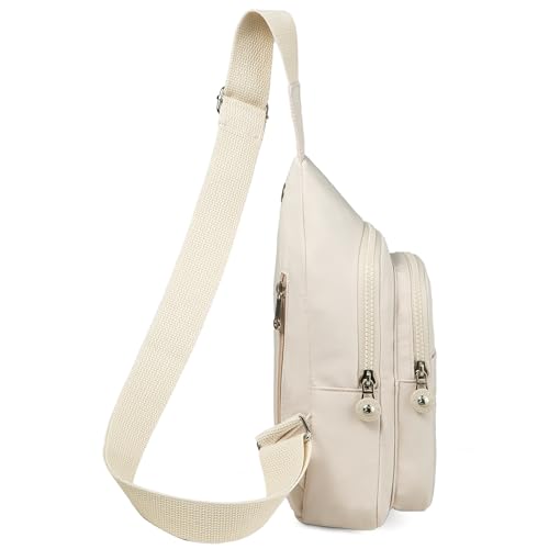 Banelu Small Sling Backpack Crossbody Bags for Women Men, Small Sling Bag Cross Body Bag Fanny Packs Crossbody Purses - Beige - color: C Beige