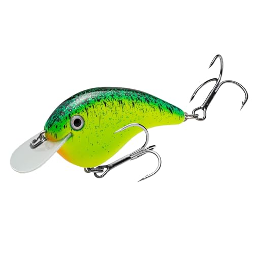 Strike King Chick Magnet Jr. Crankbait Fishing Lure, 1/4 oz, Dives 4-6 Feet, Premium Hooks - color: Chartreuse with Blue/Black Splatterback