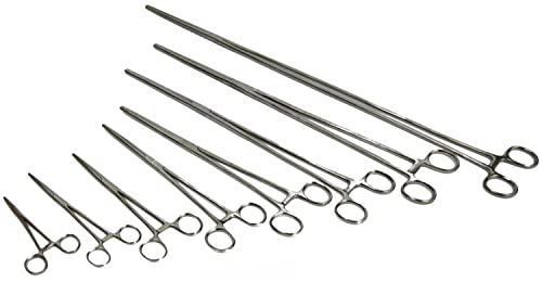 10" Long Straight Hemostat Forceps - Stainless Steel Locking Tweezer Clamps - Ideal Hemostats for Nurses, Fishing Forceps, Crafts and Hobby, - size: 10"