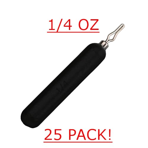 Reaction Tackle Drop Shot Weights for Bass Fishing - Skinny Pencil Sinkers for Drop Shot Rig - Freshwater and Saltwater Finesse Fishing - color: Black, size: 1/4 Oz (25-Pack)