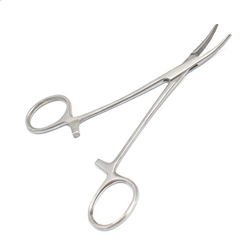 OdontoMed2011® Hemostat Forceps Locking Clamps Serrated Fishing Locking Forceps Clamp Fish Hook Remover Forceps (5" Straight & Curved, Silver) - color: Silver, size: 5" Straight & Curved